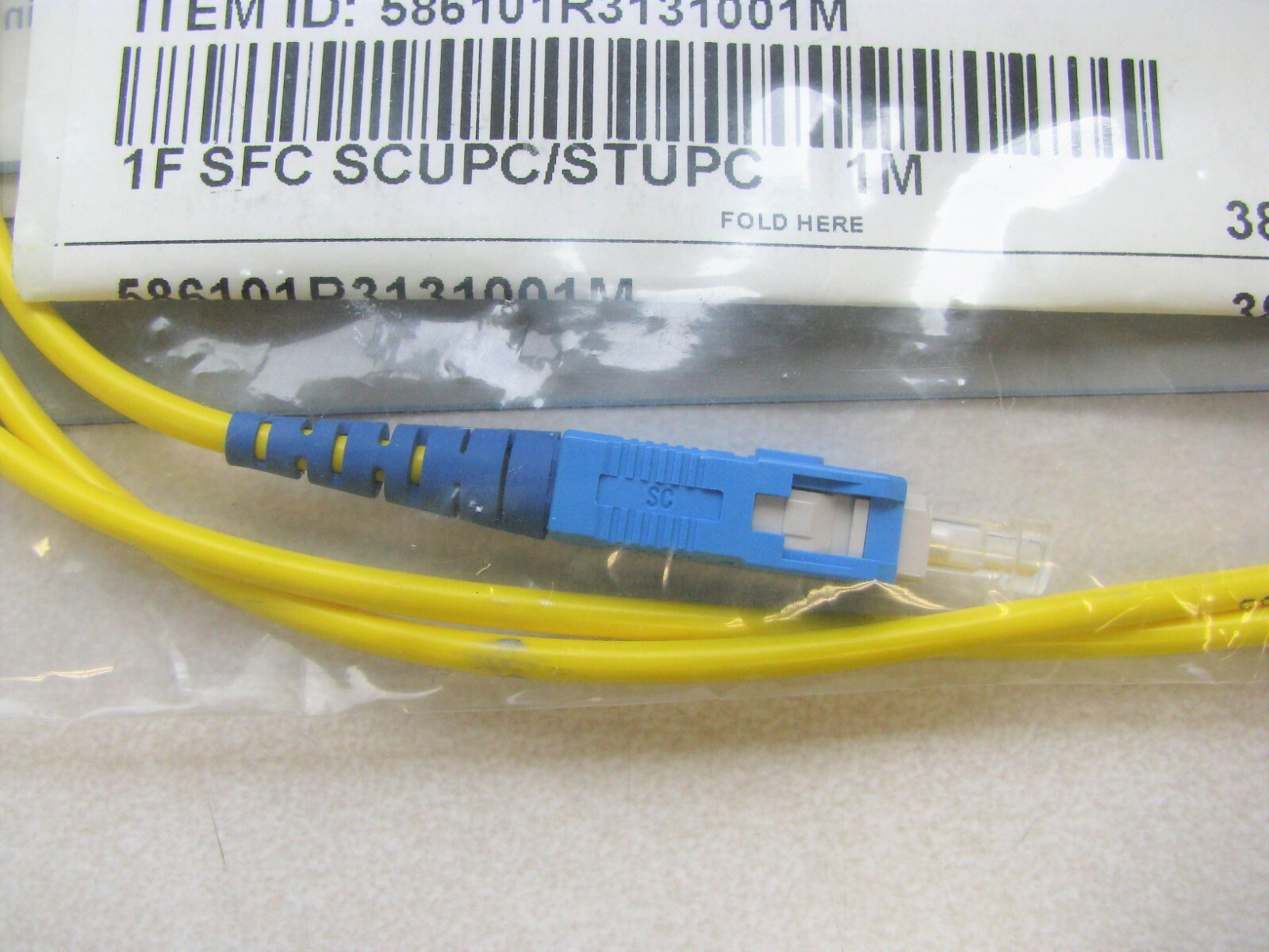 Corning Gold 586101R3131001M Fiber Optic Cable SC to ST, Simplex, SM OS2 Yellow