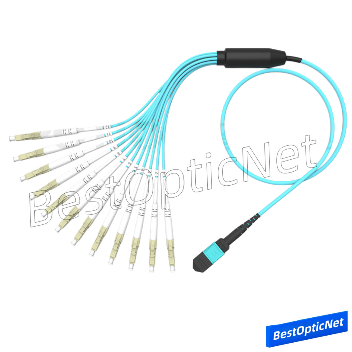 1-15m MPO to LC OM3 8 12 Core Branch optical fiber patch cord 40G to 10G Lot