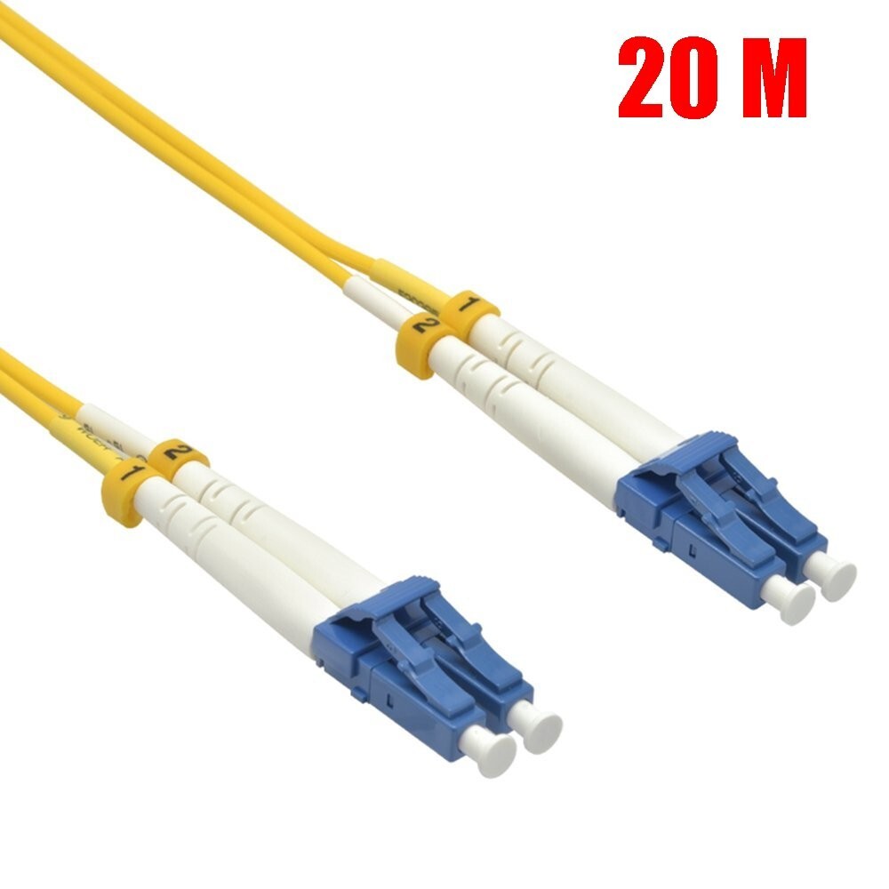 20M LC UPC to LC UPC Duplex Single Mode 9/125 Fiber Optic Optical Cable OFNR