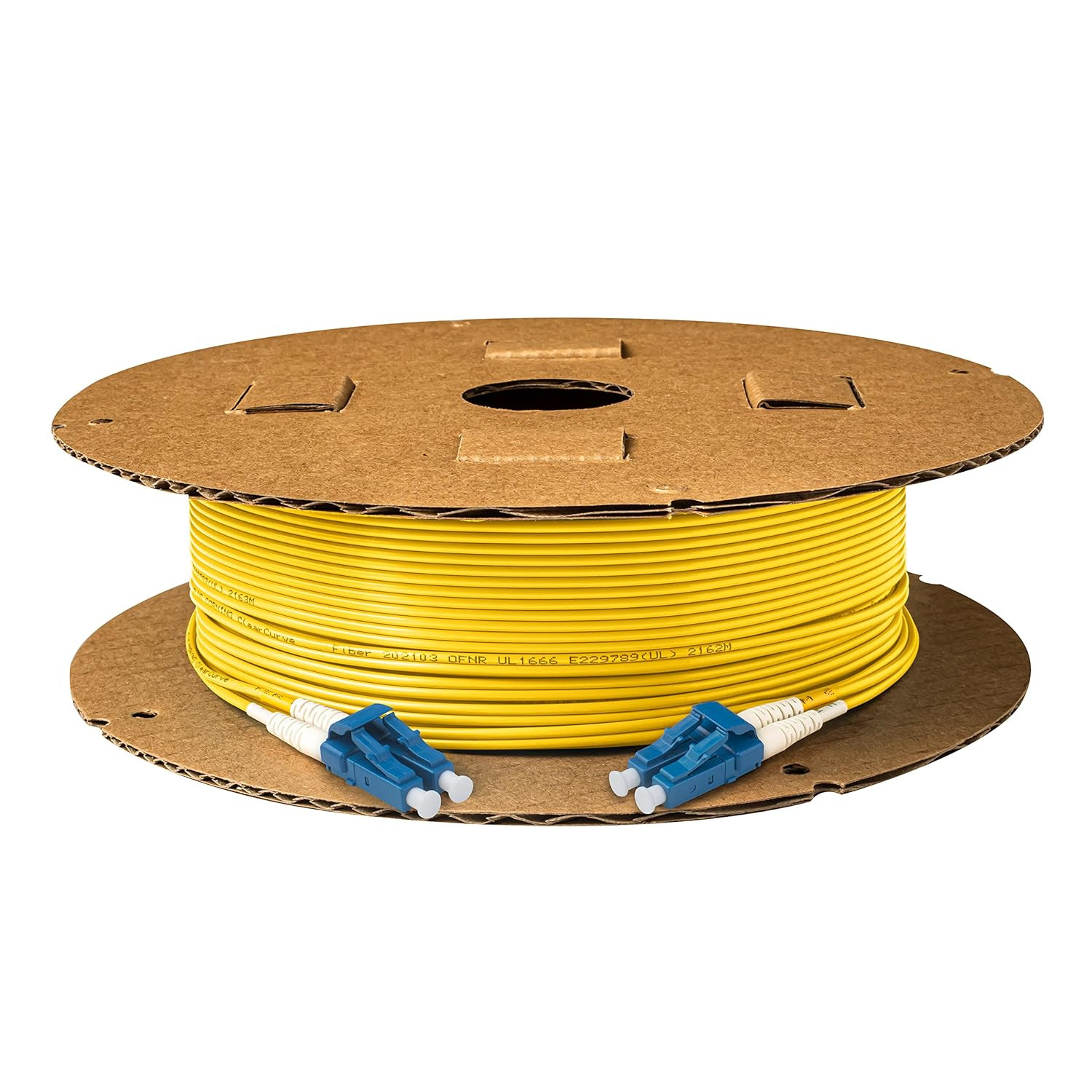 500ft LC to LC Singlemode Fiber Patch Cable, Duplex Yellow OFNR Jacket