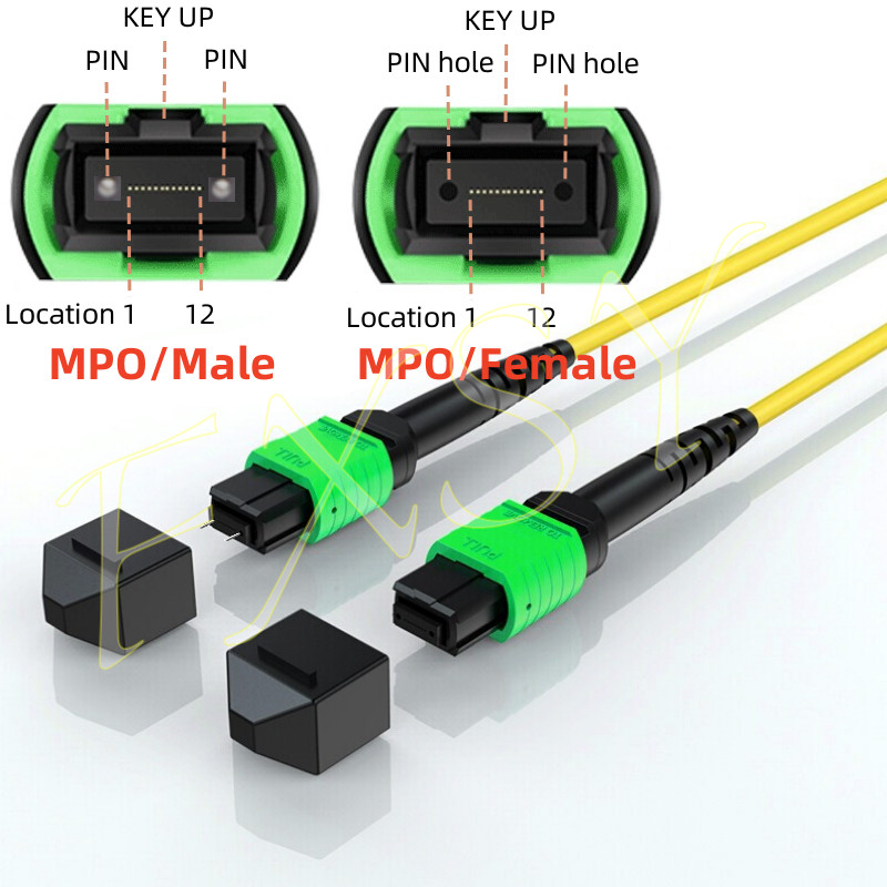 1-100M MPO Male to MPO Female UPC APC 8|12F OS2 SM Optical Fiber Patch Cord lot