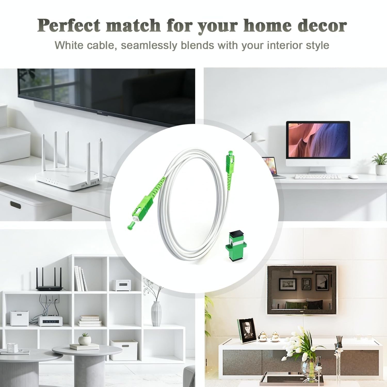 Durable 3FT SC/APC Male Fiber Optic Cable – LSZH White, Perfect for Home Use
