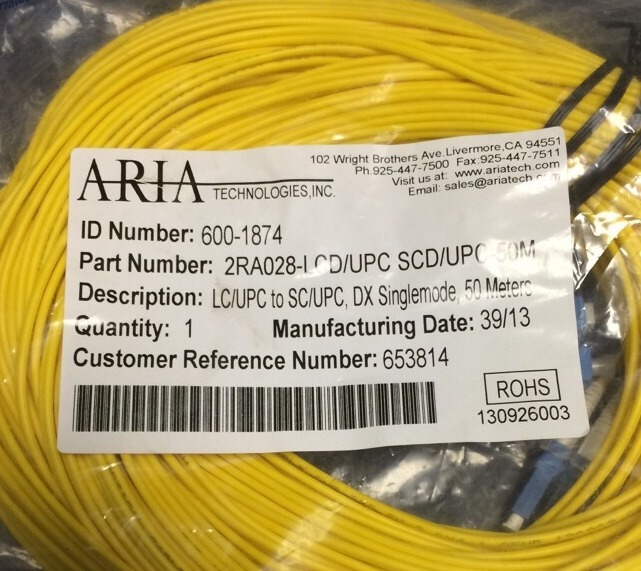 Aria Technologies 600-1874 DX Singlemode Fiber Optic LC/UPC to SC/UPC 50 Meters