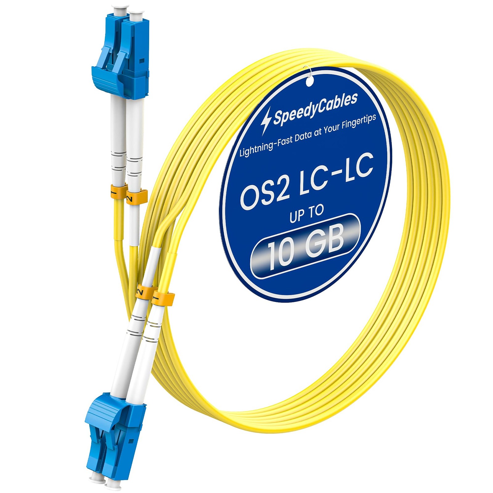 SpeedyCables OS2 LC-LC Fiber Cable 0.5m Yellow Duplex