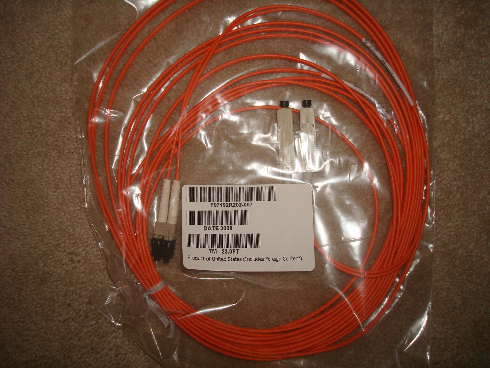 Multimode Fiber Optic Cable 7M 23ft 50/125 Duplex Patch Jump CCI F07192R202 007