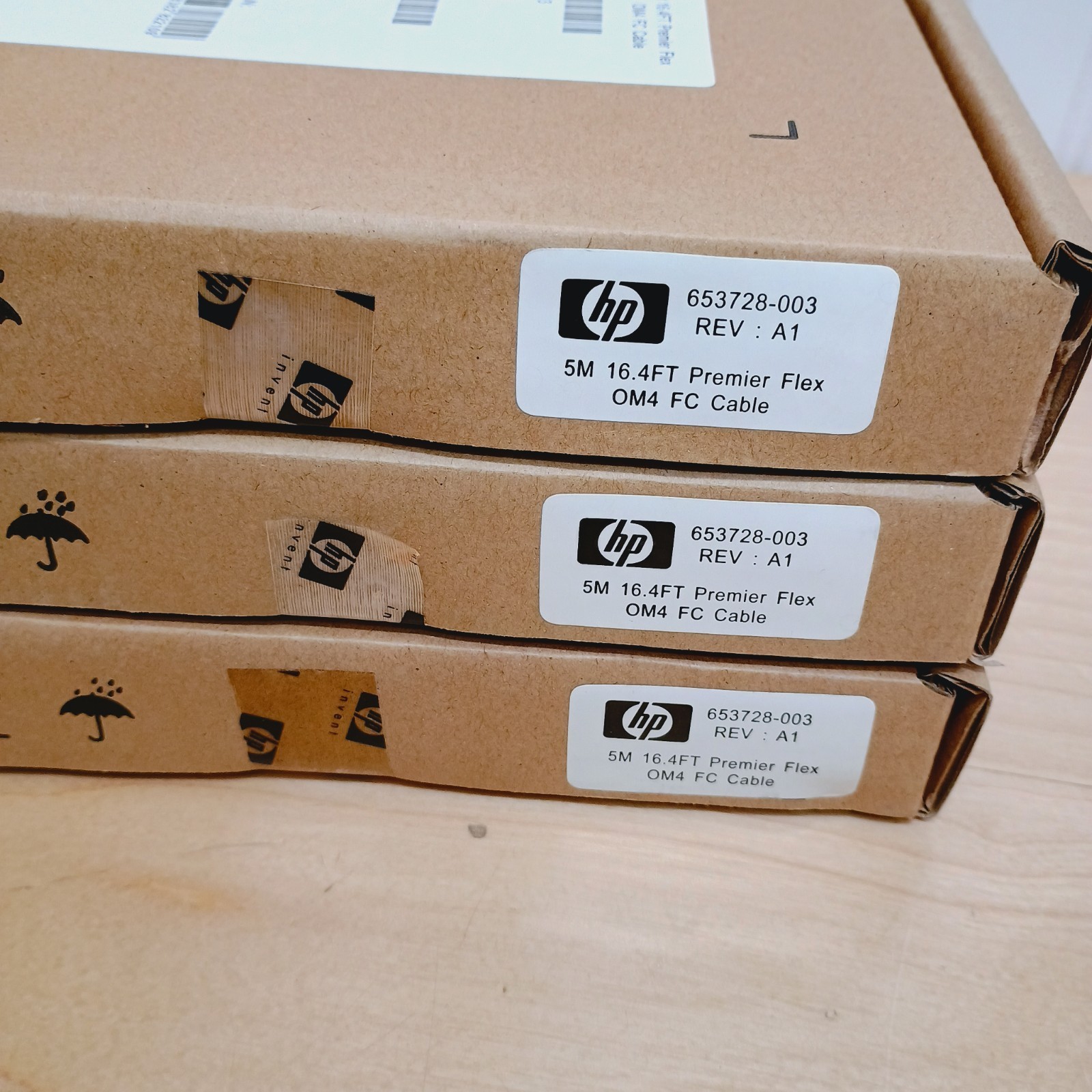 (3) New HP QK734A PremierFlex Network cable LC multi-mode 5 m fiber optic OM4