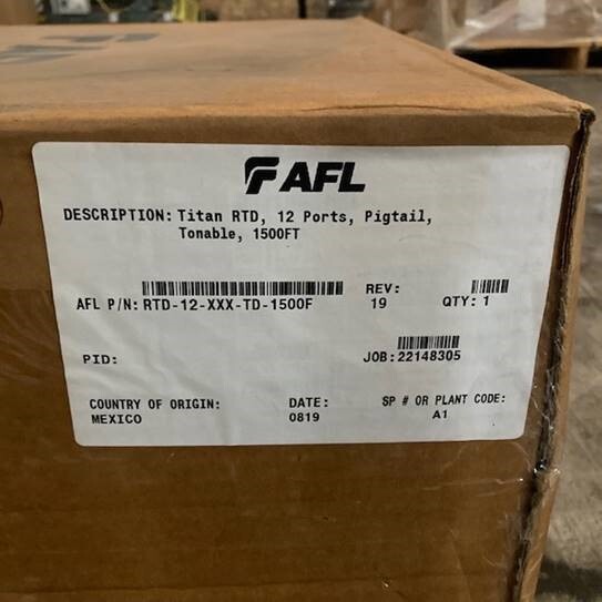 AFL RTD-12-XXX-TD-1500F (NIB) 12 Ports, Pigtail Tonable, 1500ft (NIB)