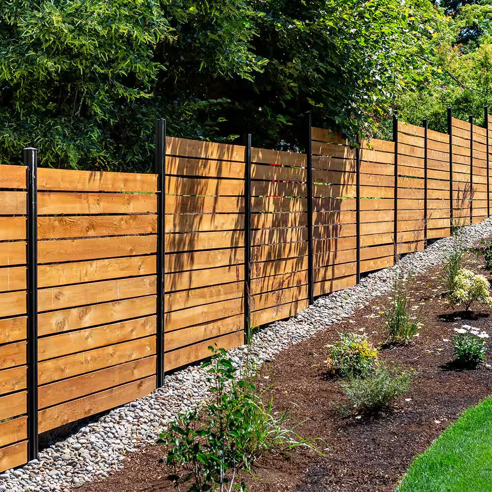 Modular Fencing 76 In. H Matte Black Aluminum Hard Surface Post for a 6 Ft. H Ou