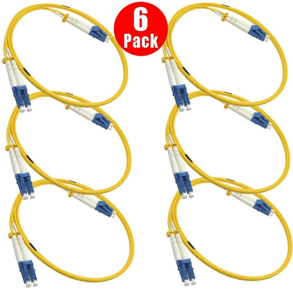 6 Lot 2M LC-UPC to LC-UPC Single-Mode 9/125 Fiber Optic Patch Cable 2 Meter 6Ft