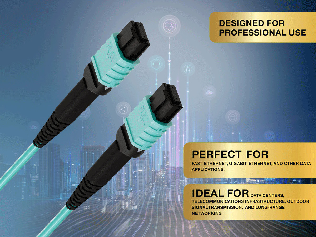 7m OM4 MPO TO MPO 12 Fibers Corning Fiber Trunk Cable Type B Multimode 50/125…