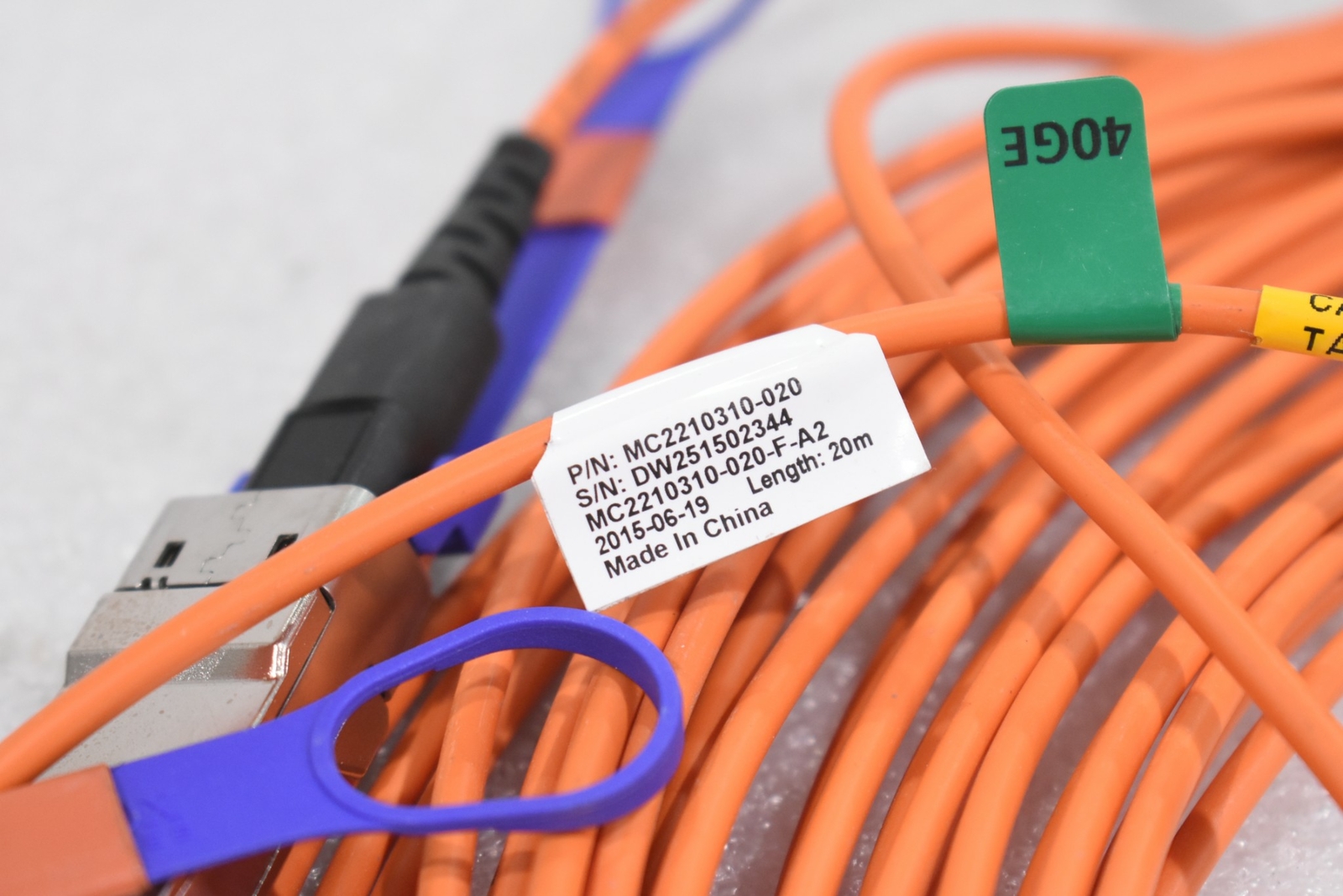 MELLANOX MC2210310-020 ACTIVE FIBER CABLE 40GE, 20M(65..61FT) MC2210310-020-F-A2