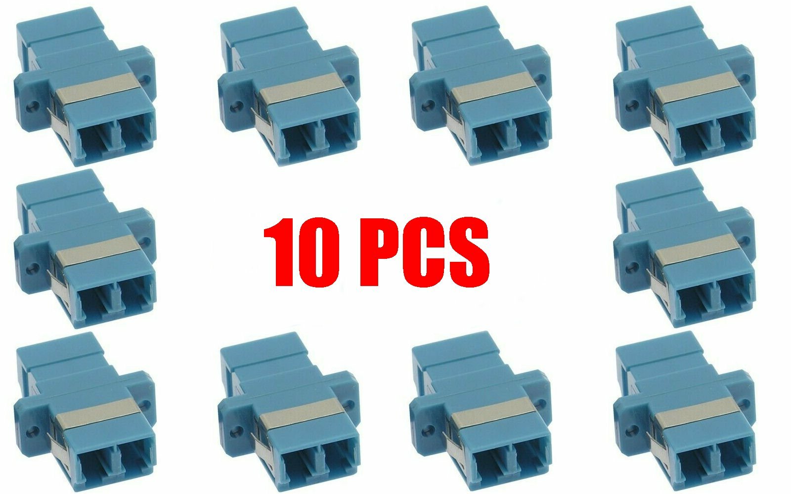 10 LC to LC Duplex Single Mode Flange Fiber Optic Optical Adapter Connector Blue