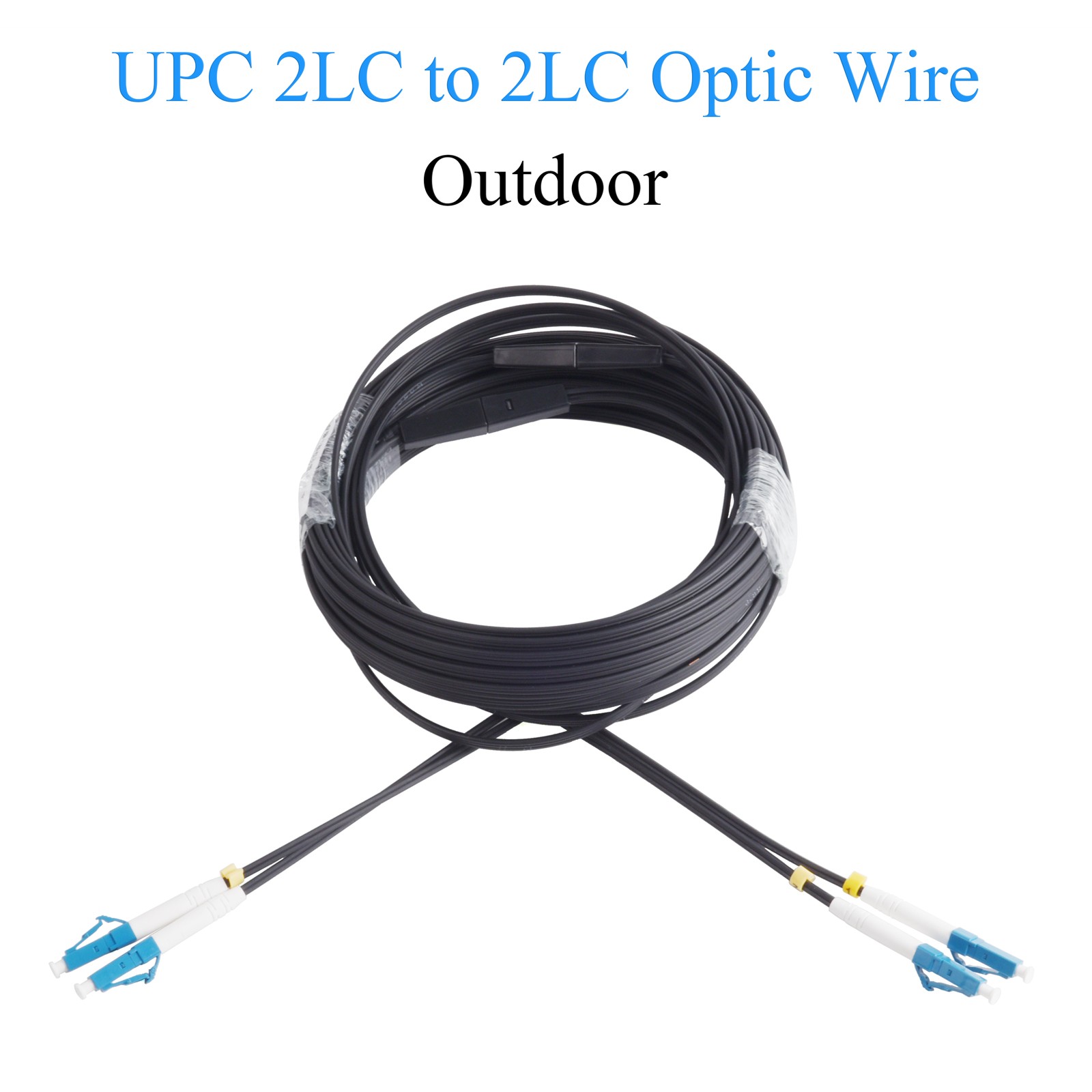 30M LC to LC Single Mode Duplex Fiber Optic Patch Cord UPC 2-Core Outdoor Cable