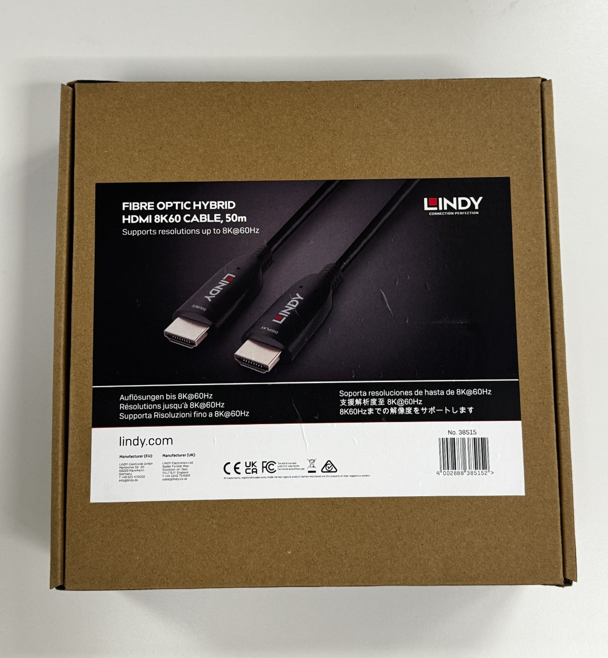 Lindy Fibre Optic Hybrid HDMI 8K60 AOC Cable, 50m – 38515