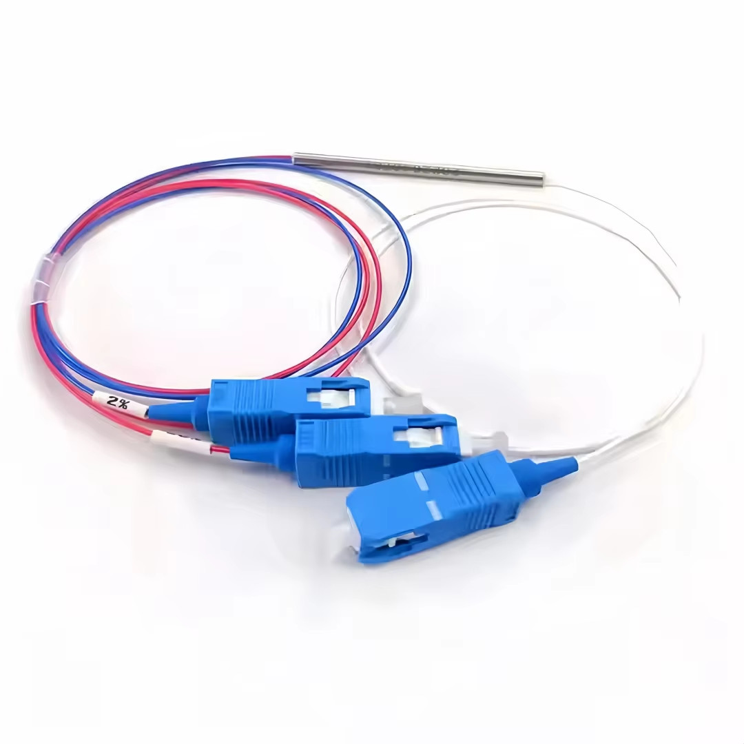 10pcs 1×2 FBT Fiber Optic Splitter Steel Round Tube SC UPC Mini Splitter 0.9mm