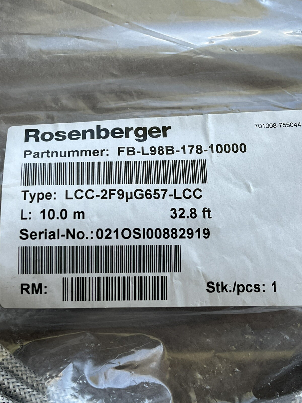 Rosenberger FB98B-178-10000 fiber optic cable