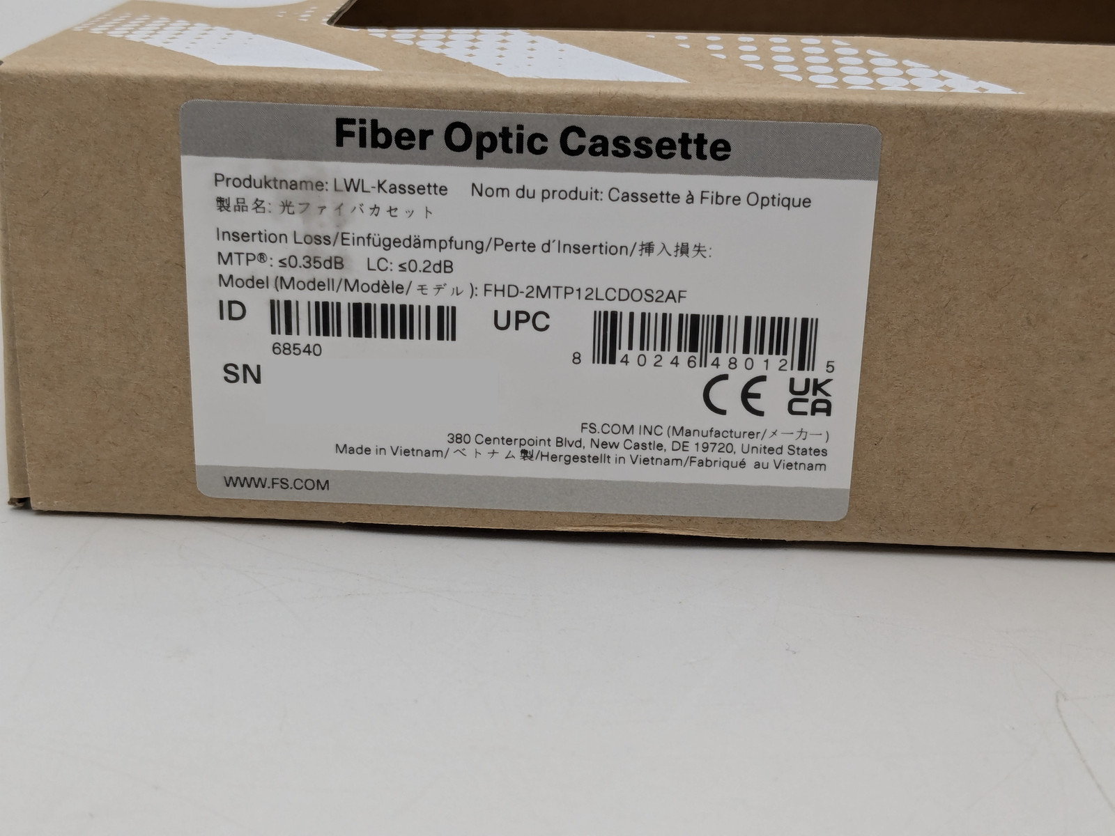 FS Fiber Optic Cassette FHD MTP-LC 24 Fibers (FHD-2MTP12LCDOS2AF)