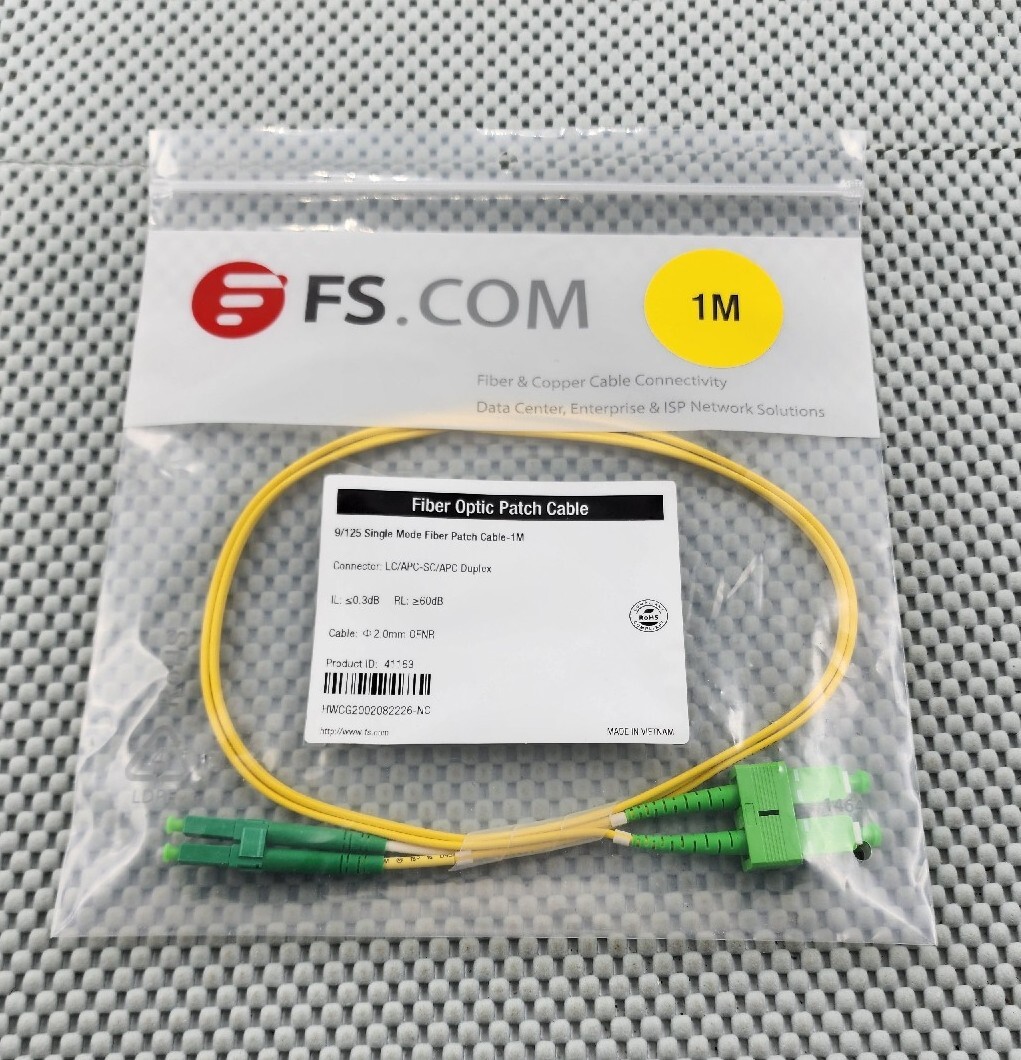 9/125 Duplex Singlemode Fiber Optic Cable Patch Cord Jumper 1M LC/APC-SC/APC