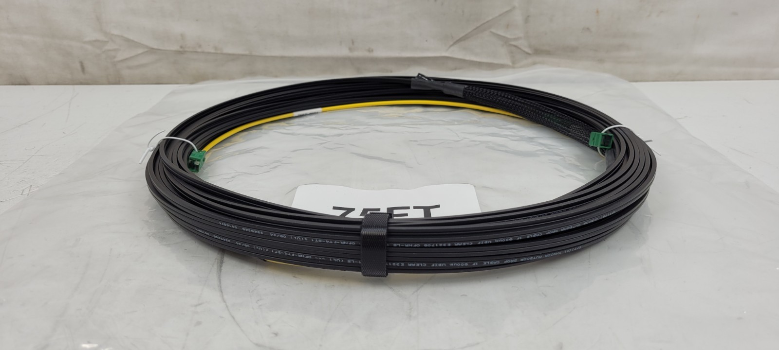 (QTY. 15) CORNING 3M Clear Fiber Drop Patch Cord SF SC/APC 75FT BLACK NEW