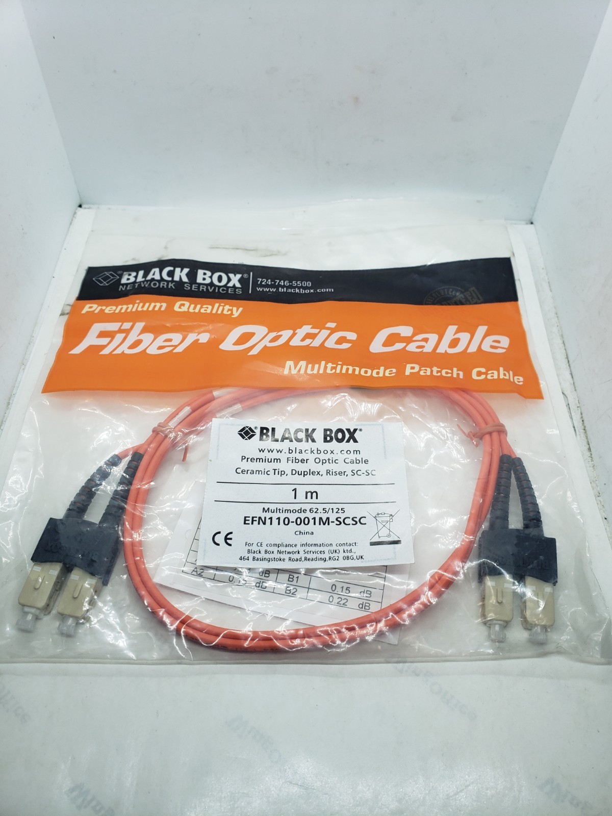 BLACK BOX EFN110-001M-SCSC FIBER OPTIC CABLE 1 METER LONG, NIB
