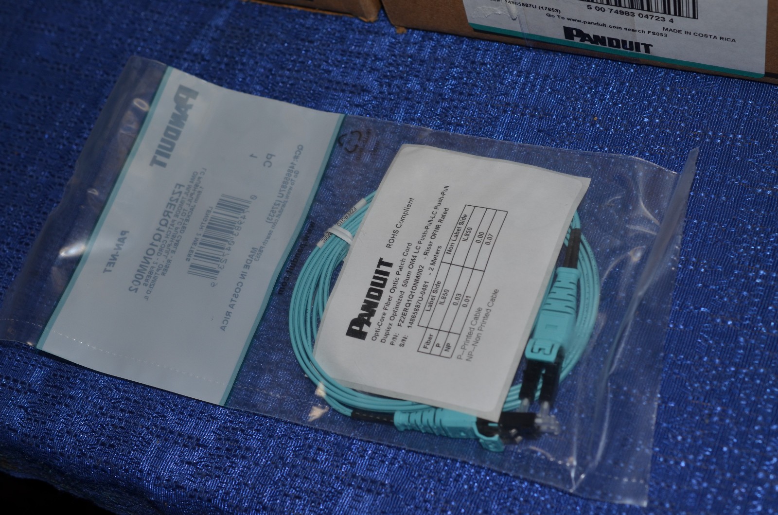 lot of 100 Panduit fiber optic cable FZ2ERQ1Q1ONM002 2 meter cables patch cord