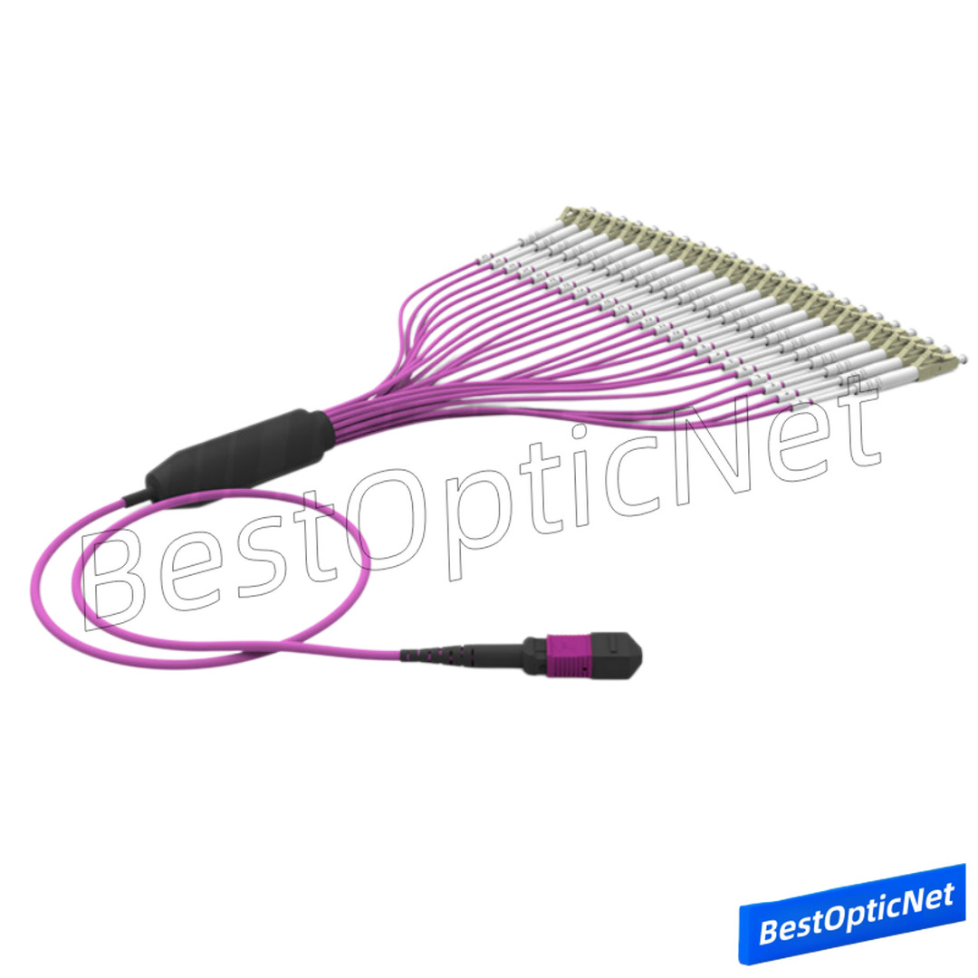 MPO to 24 LC OM4 24 Core Branch jumper Fiber Optic Patch Cord Breakout Fan Cable