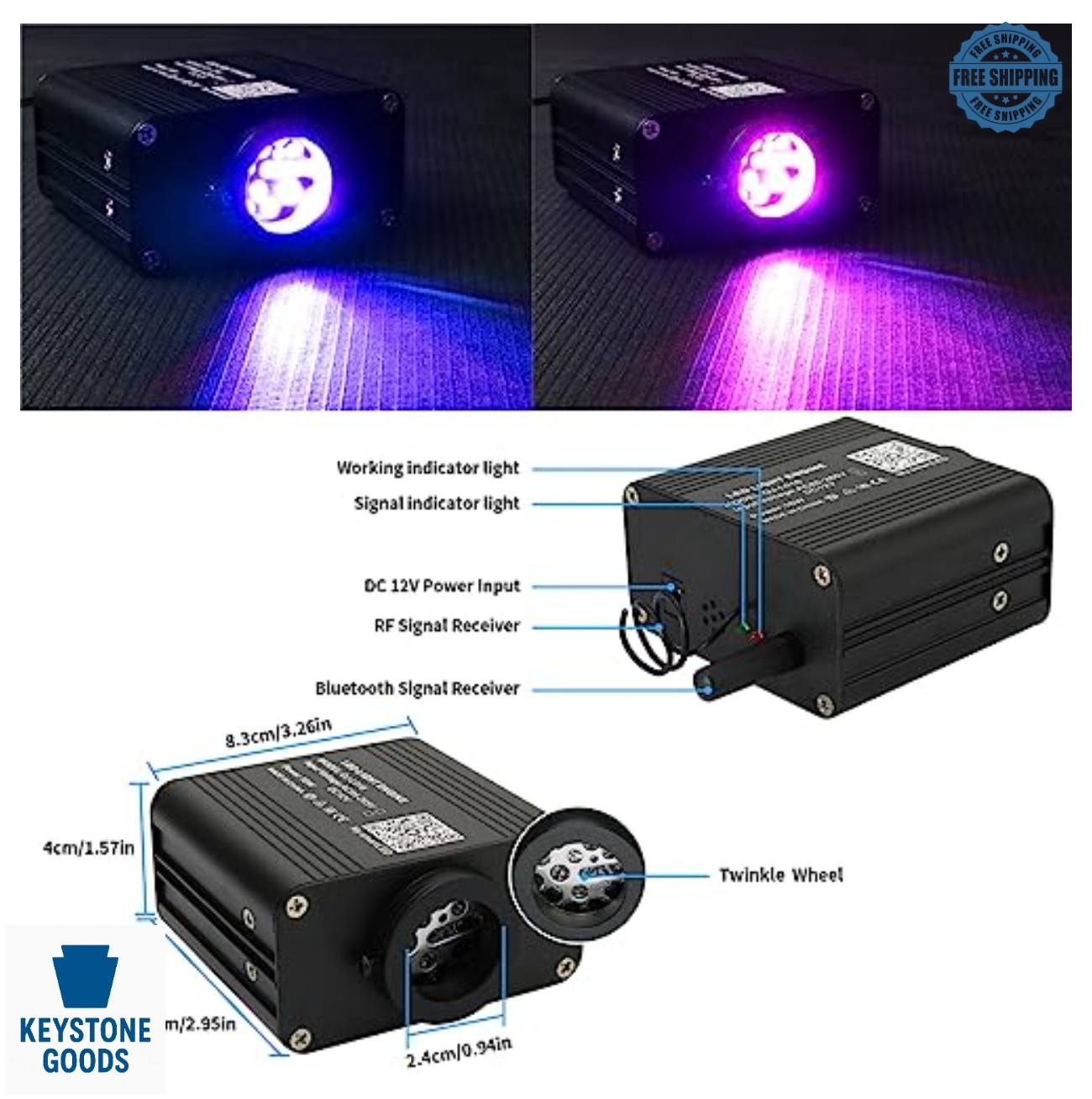 Fiber Optic Starlight Headliner Kit 16W 450 Strands 9.8ft APP Remote Sound