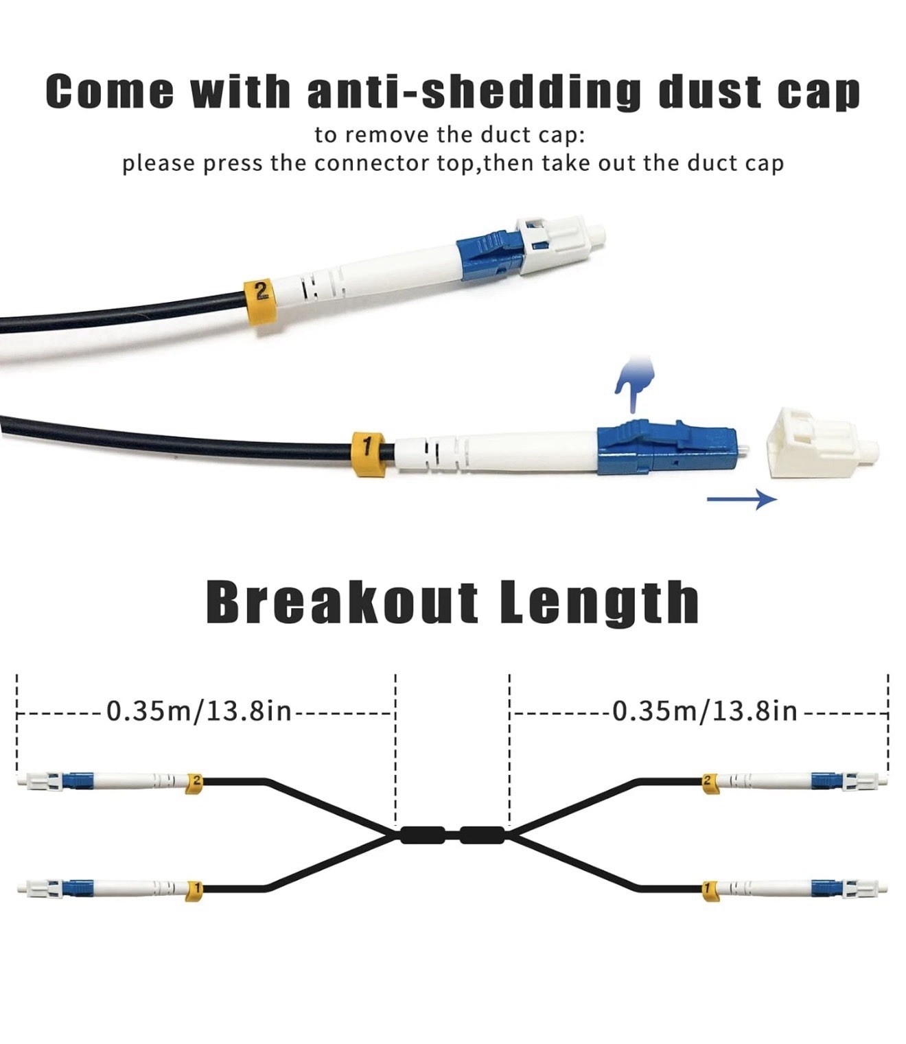 500ft LC to LC Armored OS2 Fiber Optic Cable 9/125 Duplex LSZH Black yutian home