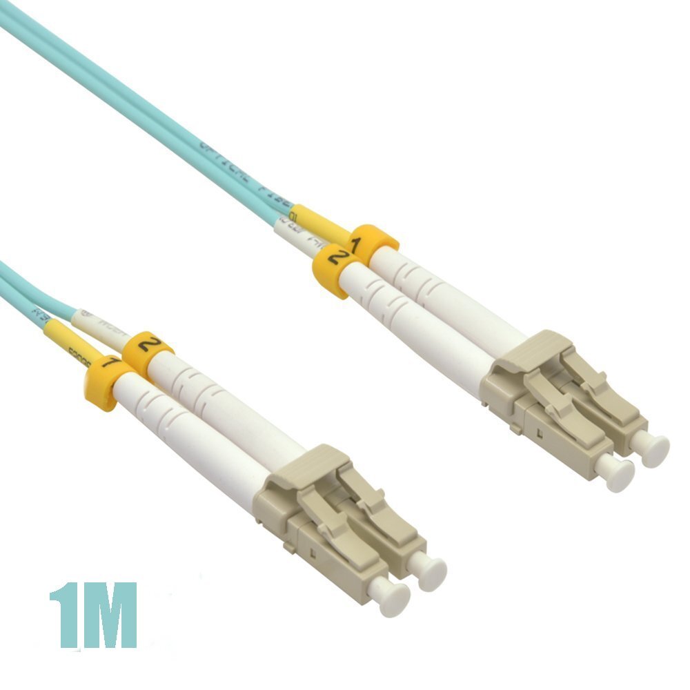 0.5m-20m LC-UPC to LC-UPC OM4 50/125 MultiMode Duplex OFNR Fiber Optic Cable Lot