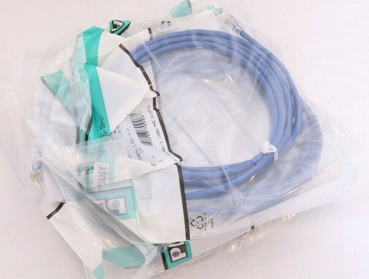 Lot of 10 Panduit Pan-Net UTPCH7BU POWERSUM+ CAT 5e 8 Conductor 7 ft Patch Cords