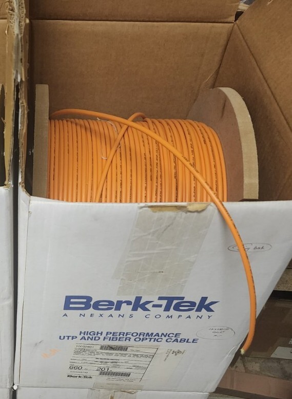 Berktek Plenum Fiber Optic Cable, OM2 Multi-Mode 12 Strand 50/125 650ft Spool