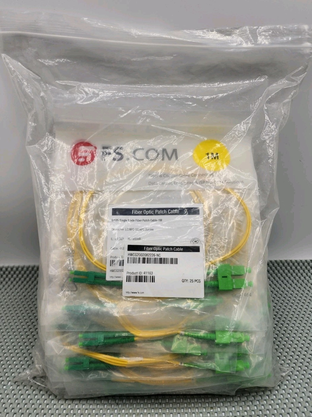 9/125 Duplex Singlemode Fiber Optic Cable Patch Cord Jumper 1M LC/APC-SC/APC