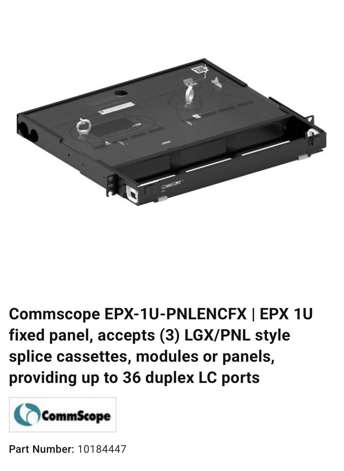 Commscope EPX-1U-PNLENCFX 1U Fiber Optic Cable Enclosure New In Box