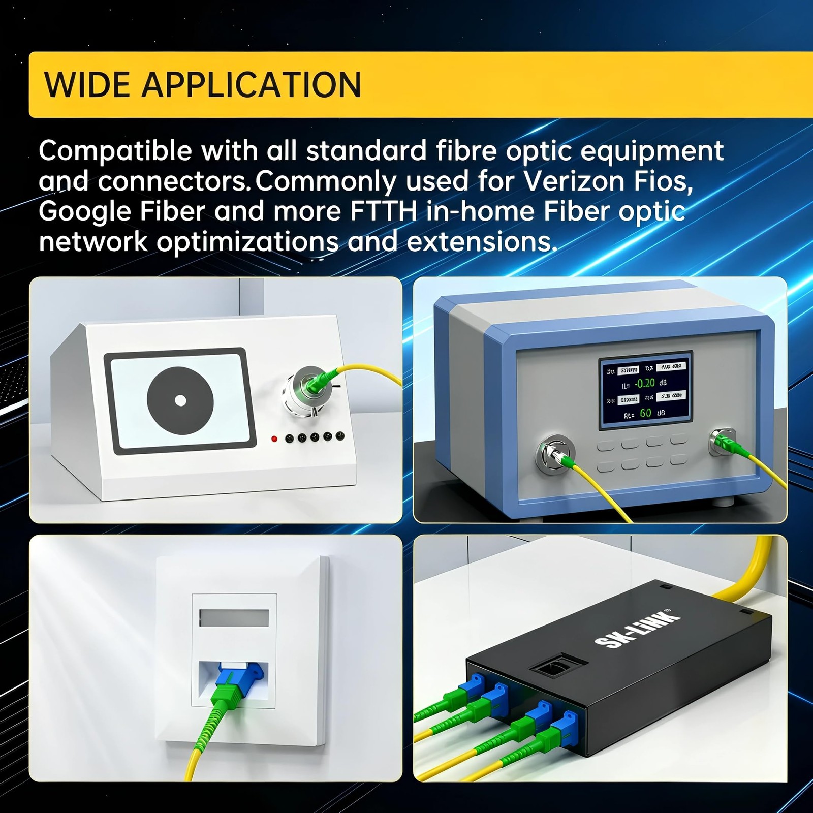 1m SC/APC To SC/APC Fiber Patch Cable Gigabit/10GB Simplex Duplex SMF 9/125m