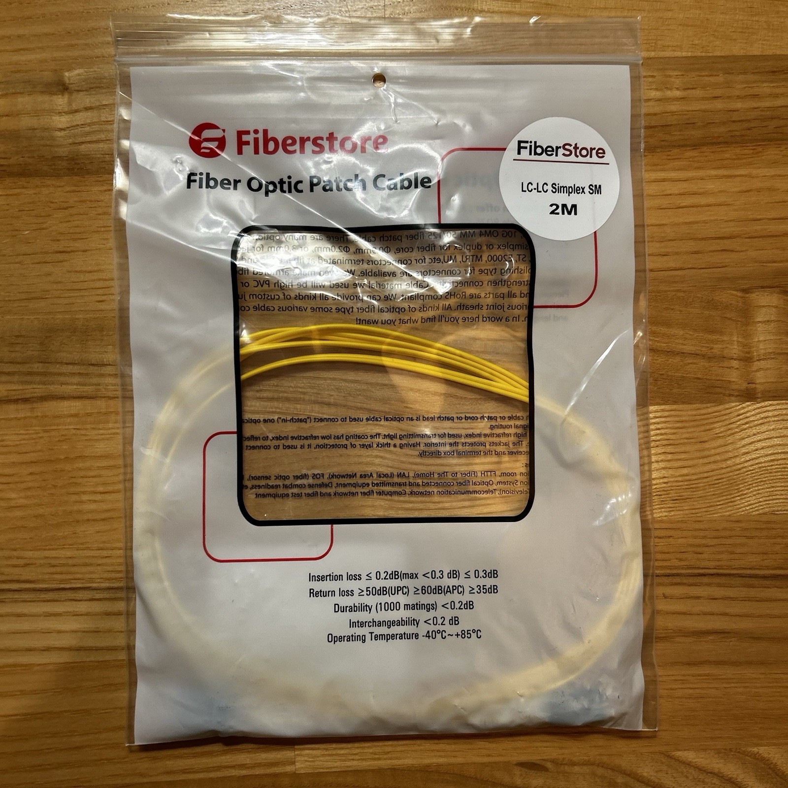 Fiberstore LC–LC Simplex Single Mode 9/125 Fiber Optic Patch Cable – NEW in Bag