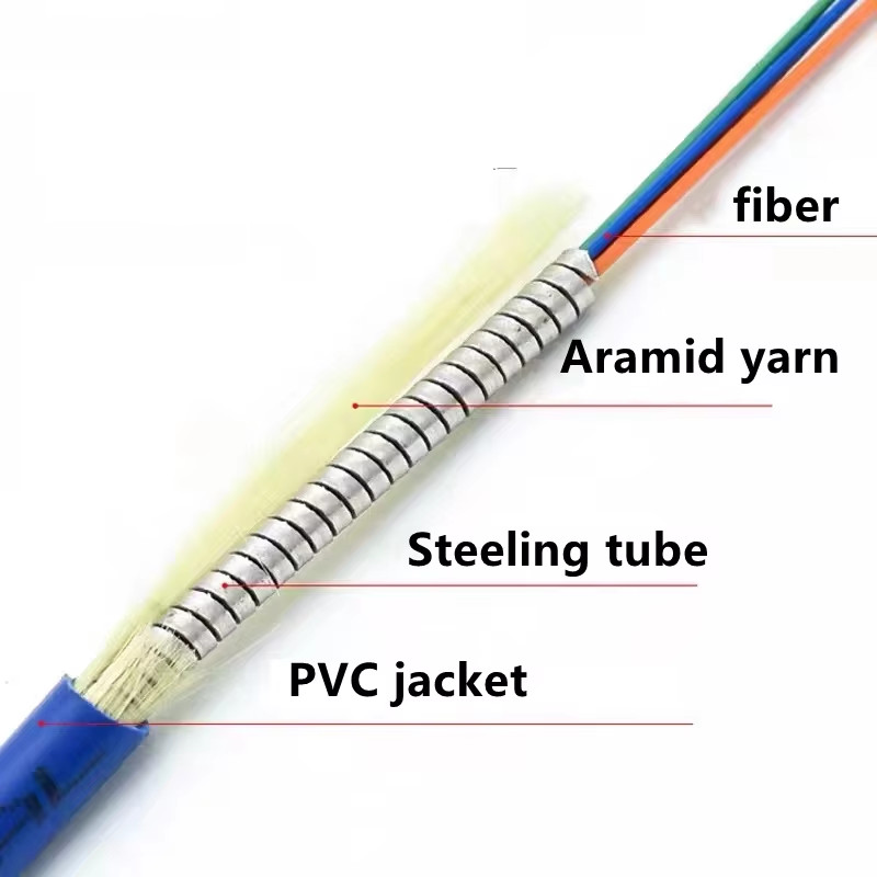 100M LC SC FC ST UPC APC 4 Strand Armored Fiber Patch Cord SM 9/125 Indoor Cable