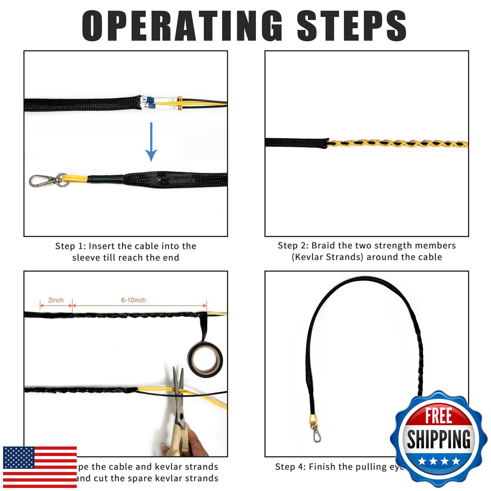 YUTIANHOME Fiber Optic Cable Pulling Eye Kit for Duplex/Simplex Fiber Cables