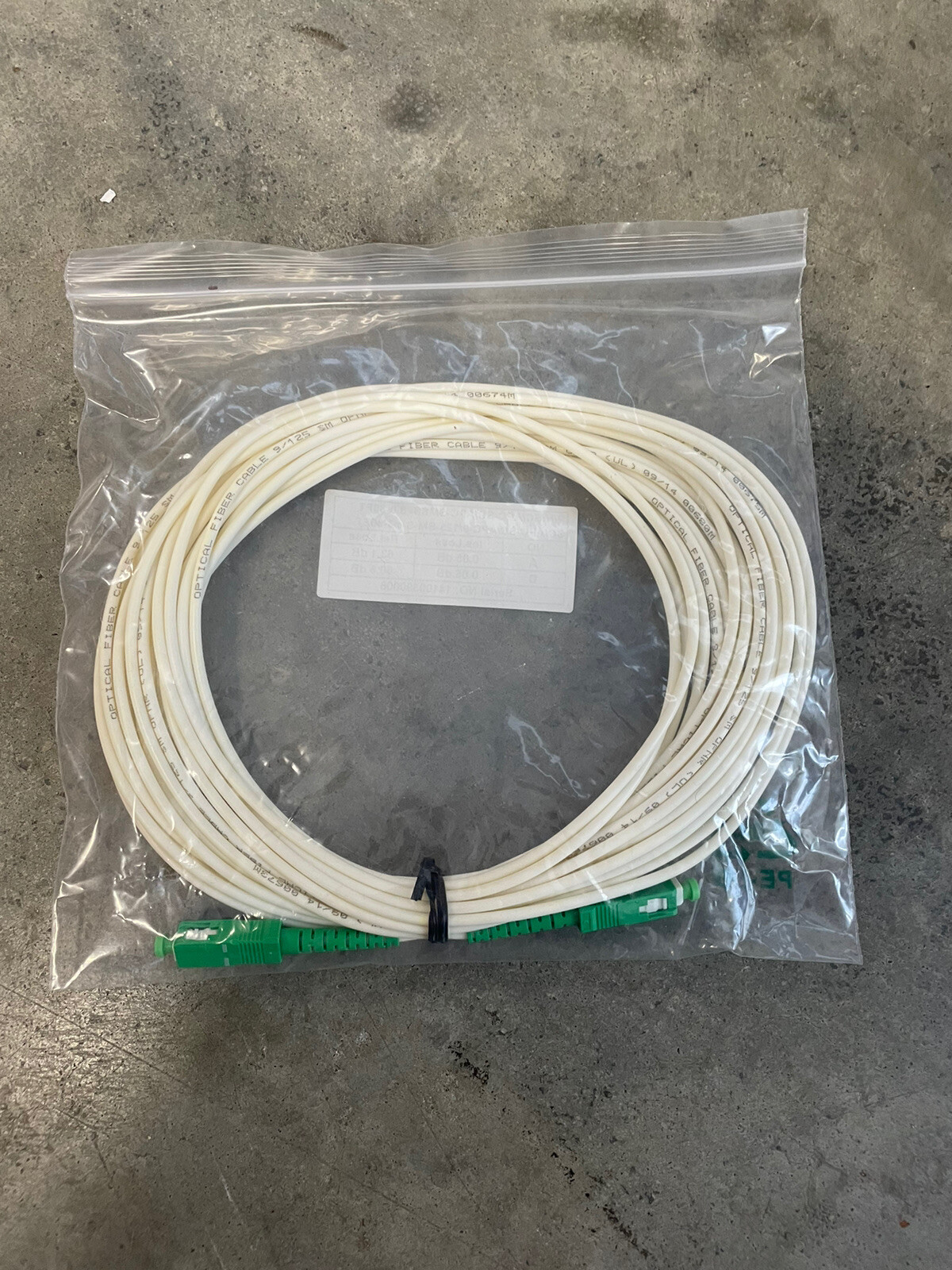 30 FT Fiber optic patchcord Jumper SC/APC to SC/APC SINGLE MODE 3.0 White Indoor