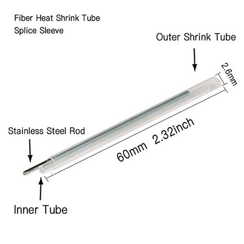 600Pcs Fiber Splice Sleeves（2.6Mm Diam, 60Mm Length） Fusion Fiber Optic Cable He