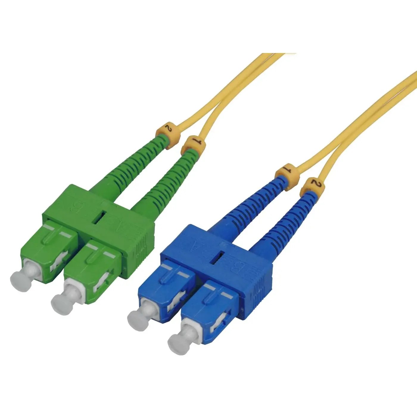 SC/APC to SC/UPC OS2 9/125 Duplex Fiber Patch Cable 1m-20m