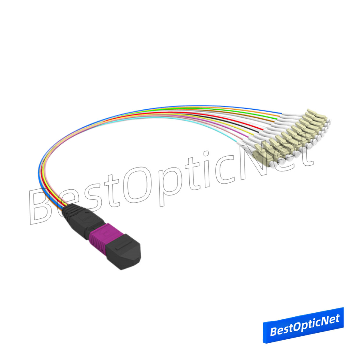 MPO Male to 12 LC OM4 12 Core Branch Fiber Optical Patch Cord Cable MTP Cassette