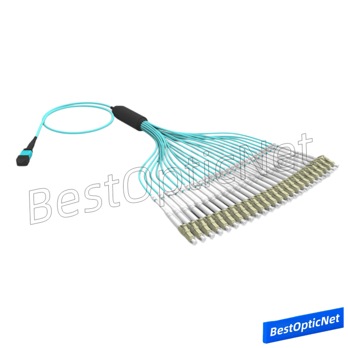 MPO to 24 LC OM3 24 Core Breakout Fan Fiber Optic Patch Cord Branch jumper Cable