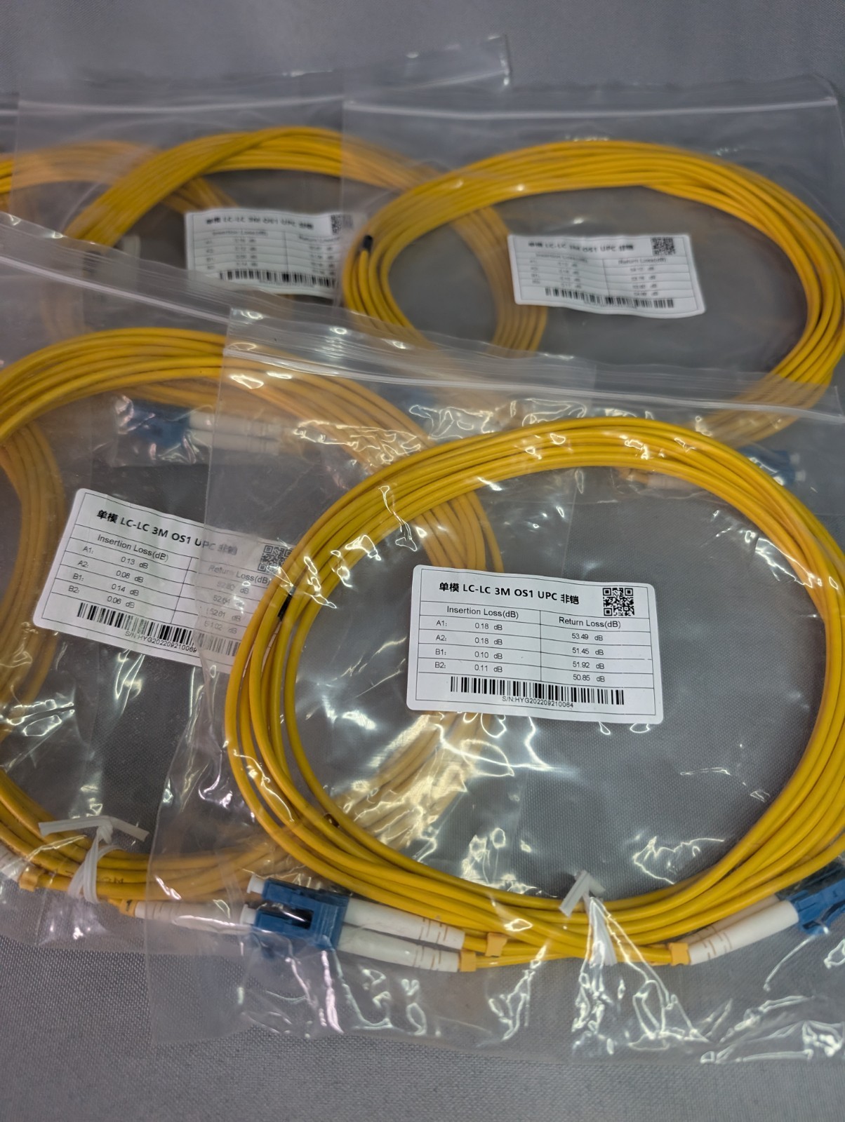 LC-LC UPC Fiber Optic Patch Cable 3M Lot Of 9 Duplex Yellow