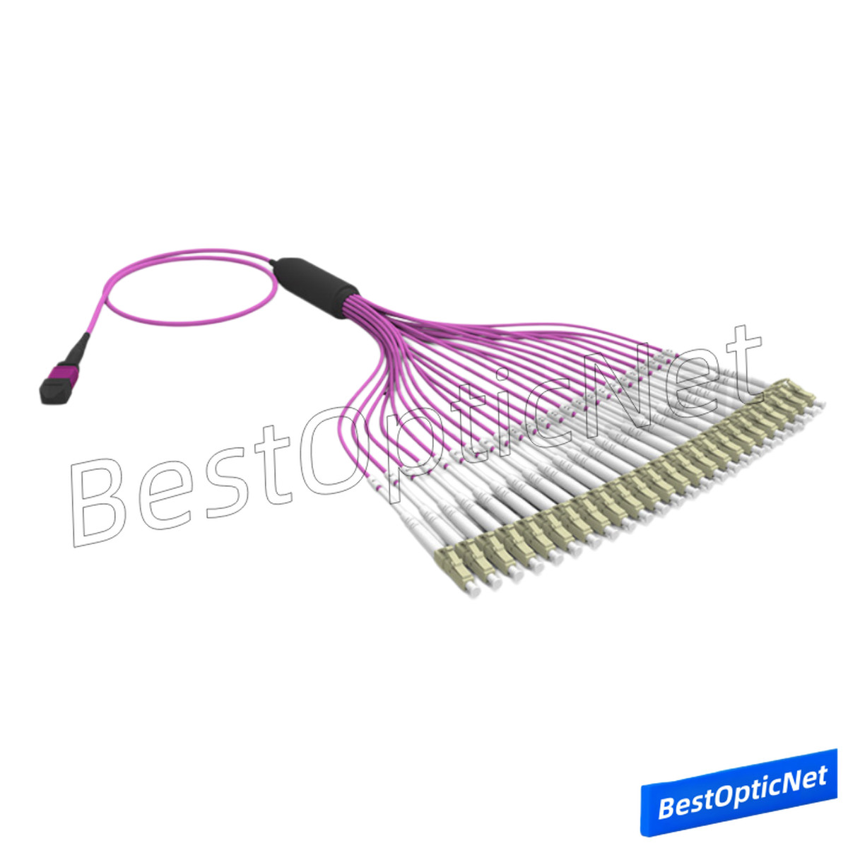 MPO to 24 LC OM4 24 Core Branch jumper Fiber Optic Patch Cord Breakout Fan Cable