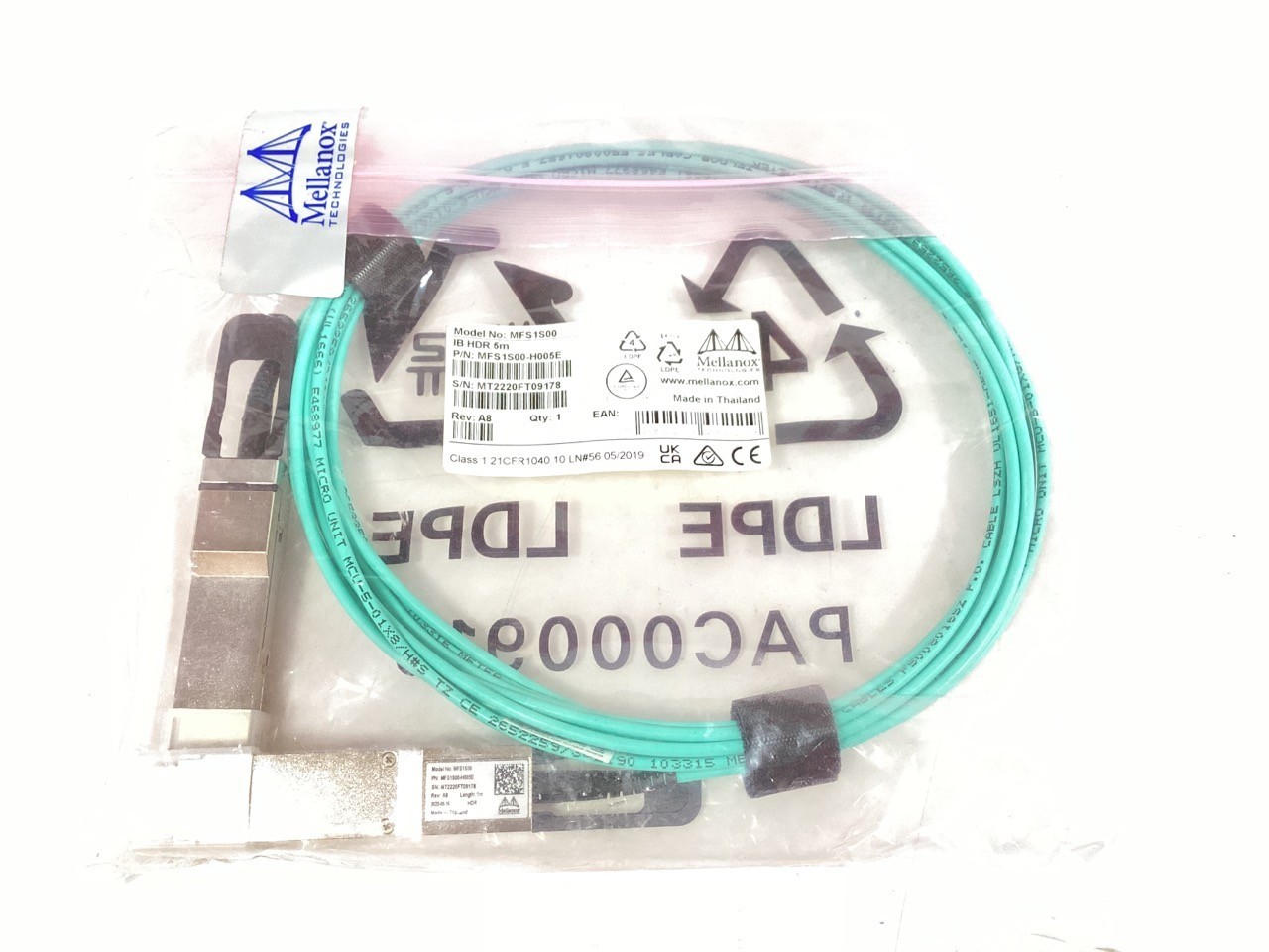 NVIDIA/Mellanox MFS1S00-H005E AOC QSFP56 InfiBand HDR LSZH Active Fiber Cable