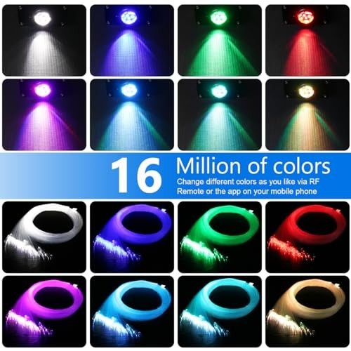 Fiber Optic Starlight Headliner 450 Strands 9.8ft 16W APP Remote Sound