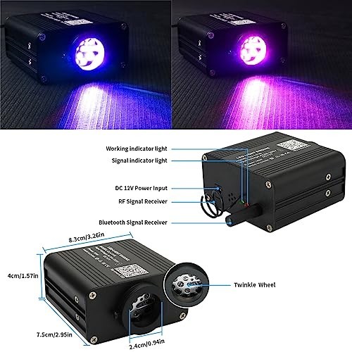 Fiber Optic Starlight Headliner 450 Strands 9.8ft 16W APP Remote Sound