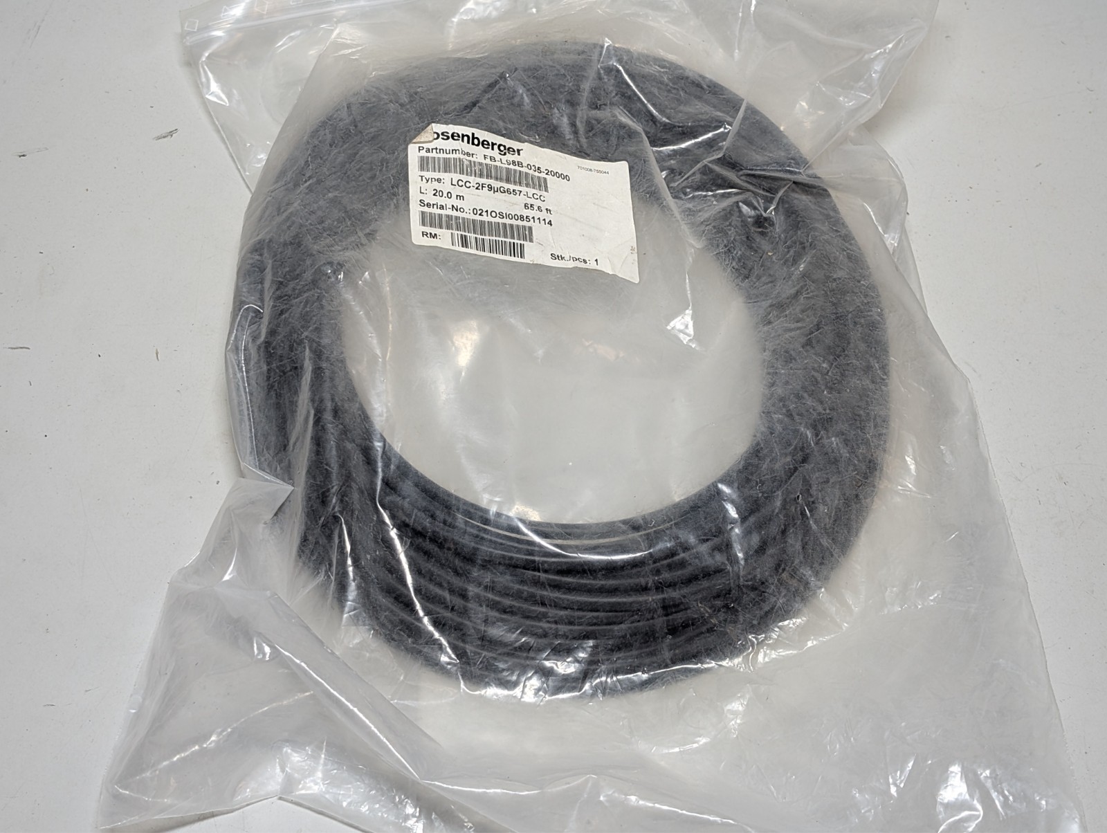 FB-L98B-035-20000 – Rosenberger Ruggedized Single Mode Fiber Jumper 20M