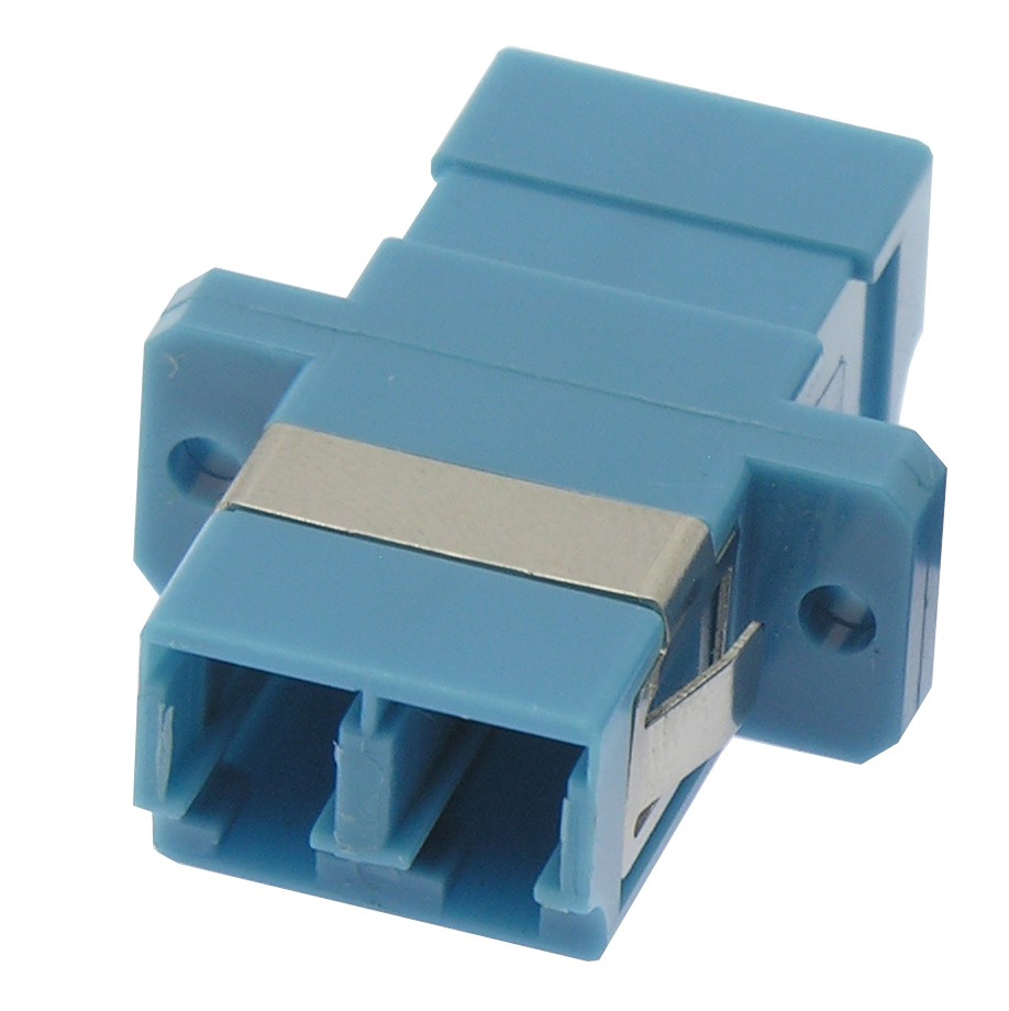 5 Pack of LC/UPC Singlemode Duplex Fiber Optic Coupler with Flange, Blue