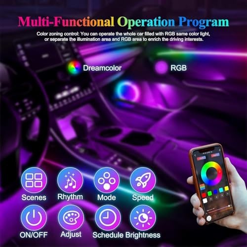 Acrylic Interior Car LED Lights with Wireless APP 6 in Dreamcolor 6 in 1